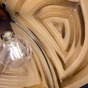 Hängelampe braun Glas Chrom handgearbeitet von Cristallux