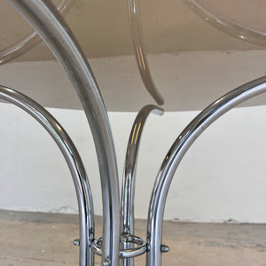 Runder Esstisch Rauchglas & Chrom