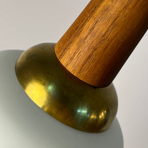 Hängelampe Opalglas mit Teak & Messing Kabelführung aus Dänemark