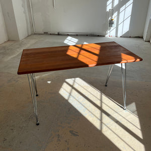 Esstisch / Schreibtisch Teak mit neuem Chromgestell von O. D. Møbler
