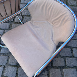 Set: 2x Freischwinger creme Chrom von Gastone Rinaldi - neu gepolstert
