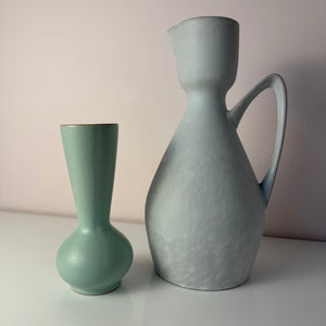 Set: Vase und Karaffe mintgrün weiß Keramik aus Westdeutschland