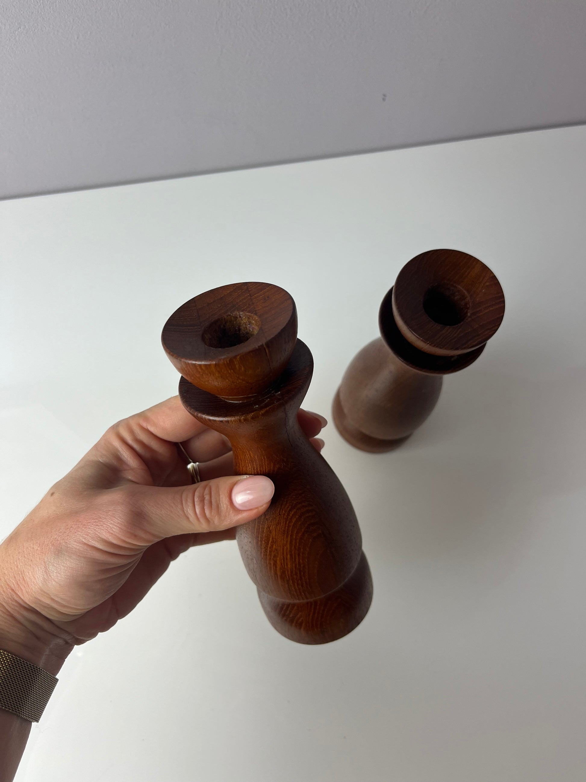 Set: 2x Kerzenständer Teak