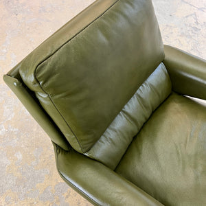 Swing Chair grün Echtleder Chrom von Reinhold Adolf & Hans Jürgen Schröpfer für COR