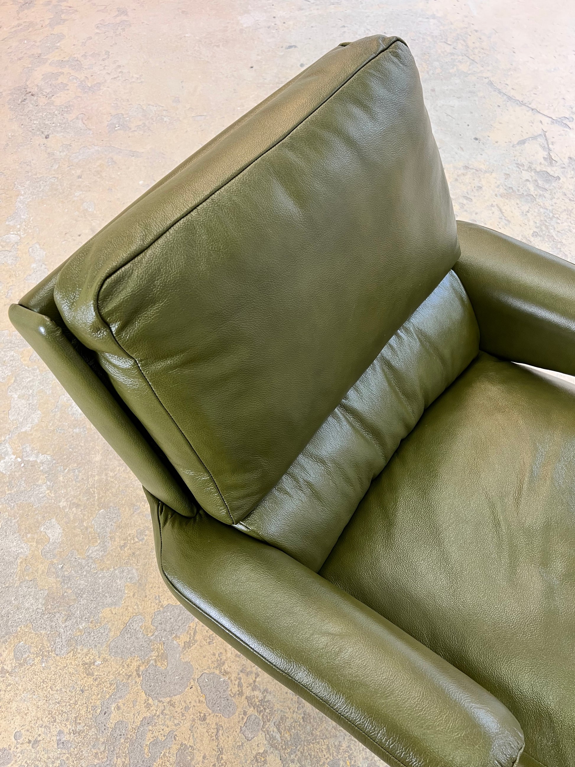 Swing Chair grün Echtleder Chrom von Reinhold Adolf & Hans Jürgen Schröpfer für COR