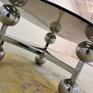 Couchtisch Chrom & Rauchglas 70er Space Age Design