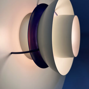 Lamellenlampe PH5 weiß blau von Poul Henningsen für Louis Poulsen