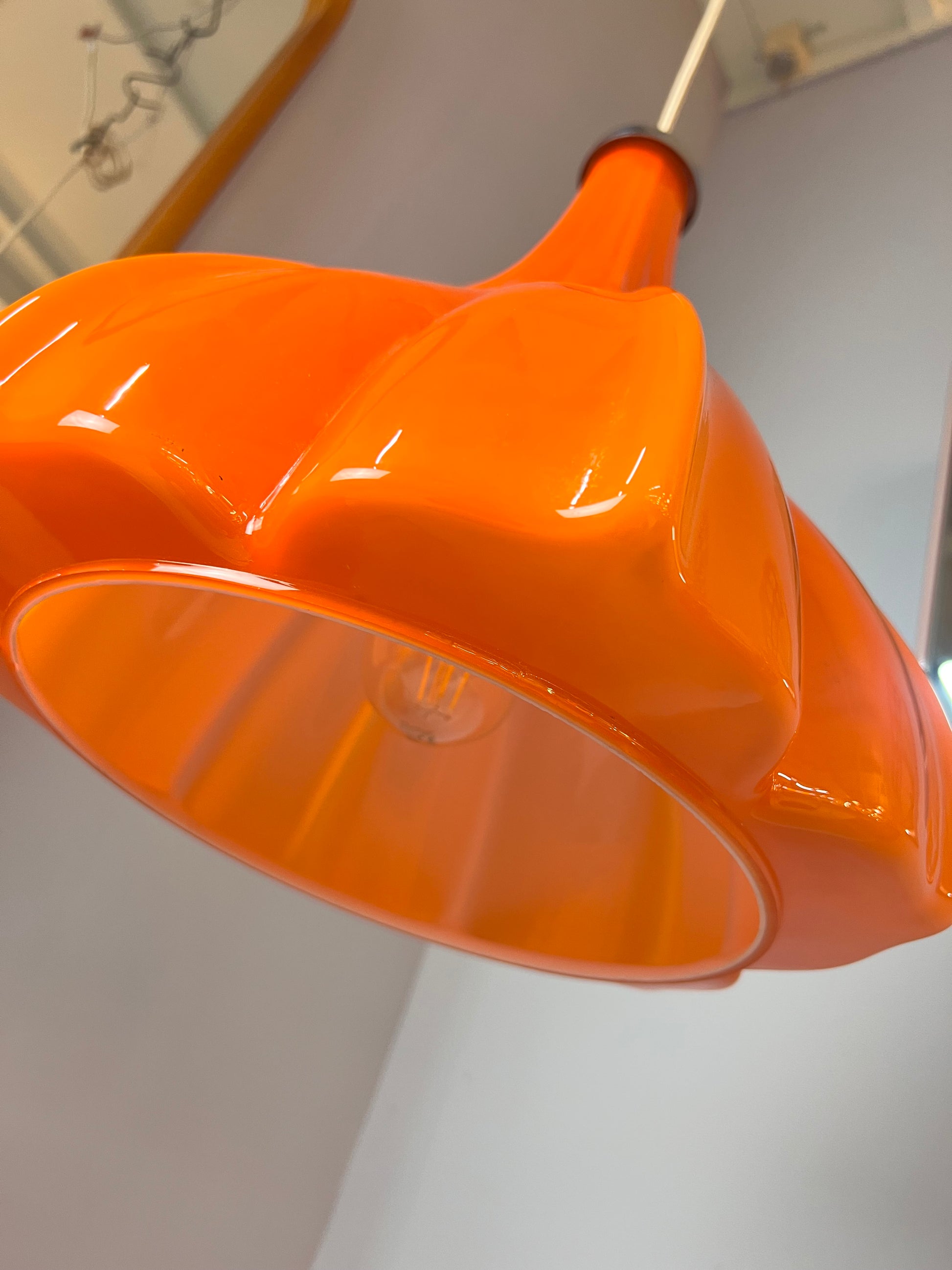 Blumenlampe orange Glas von Peill & Putzler