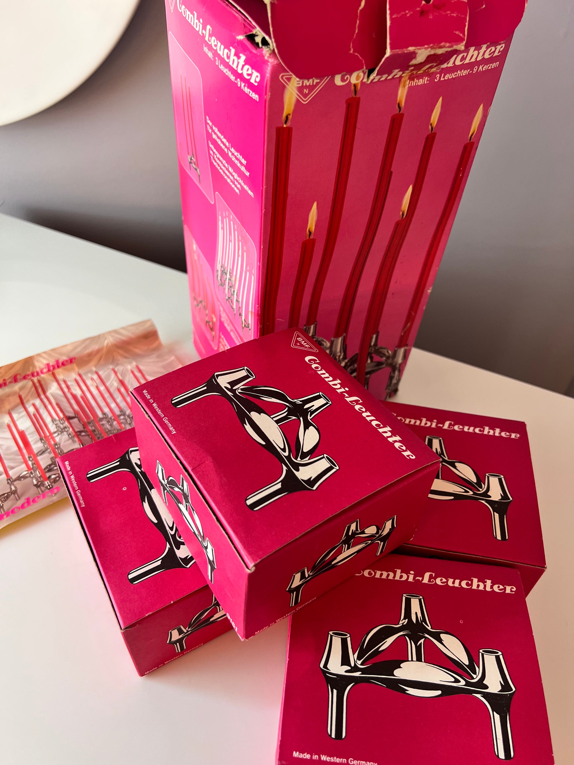 Set: 4x Kerzenständer BMF in Originalverpackung ohne Kerzen von Stoff & Nagel für BMF
