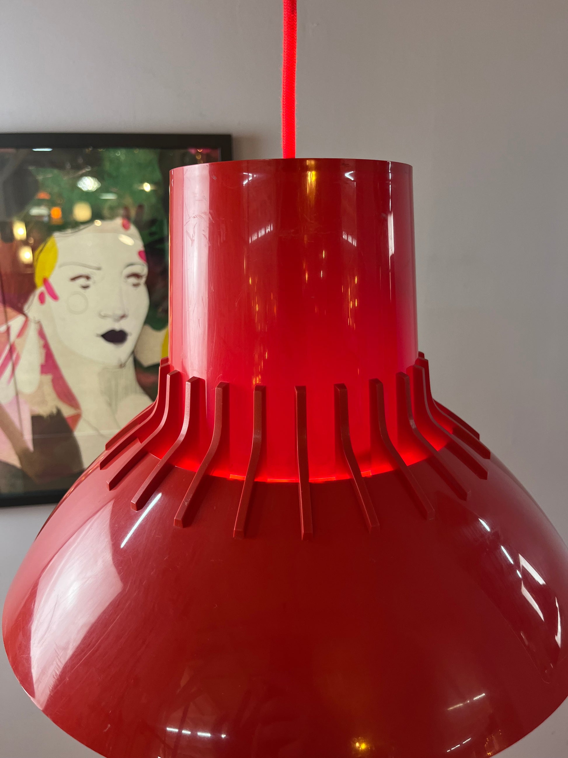 Hängelampe Solar rot Kunststoff von Svend Middelboe für Nordisk