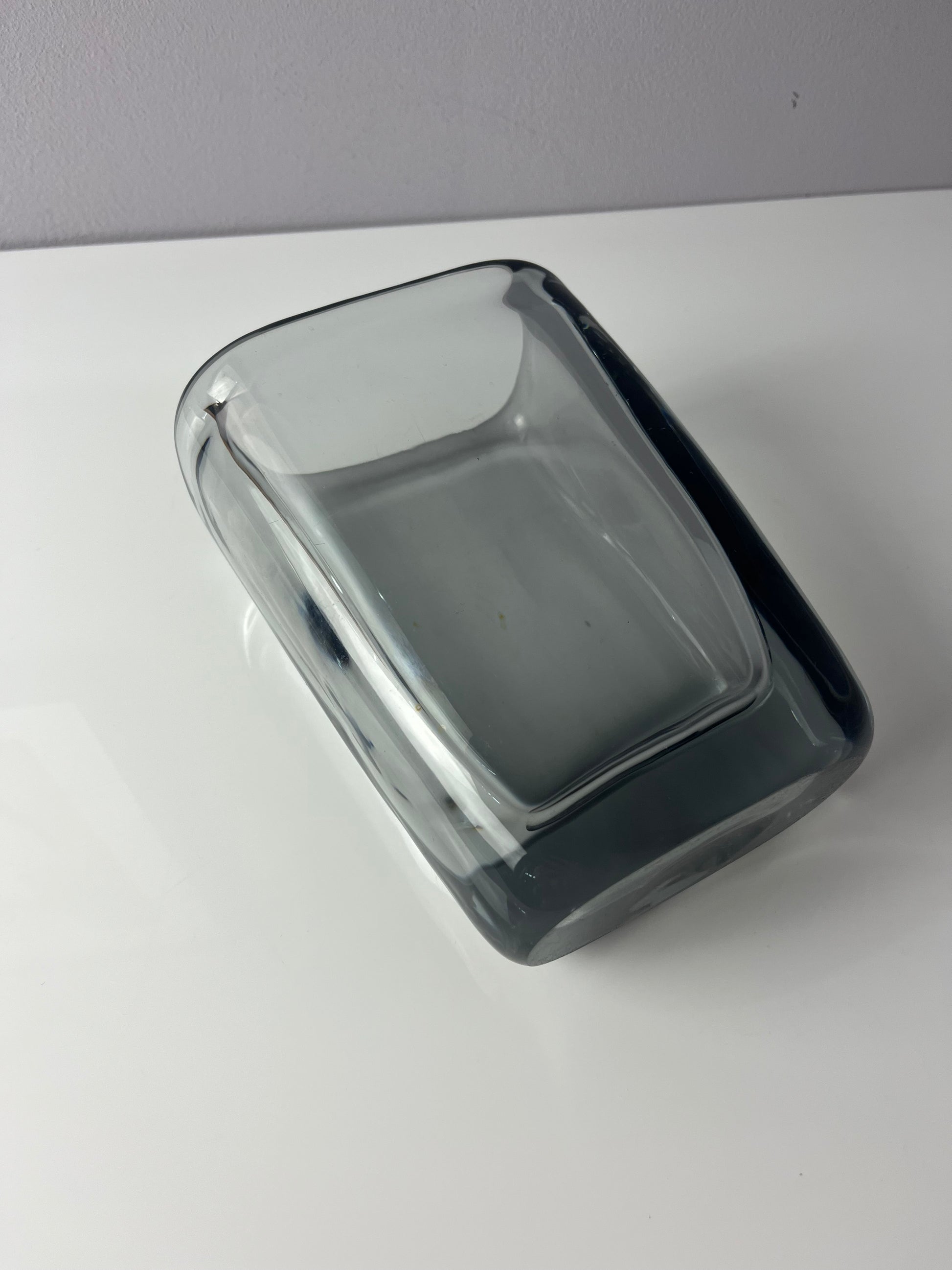 Vase blaugrau Glas von Nils Landberg für Orrefors