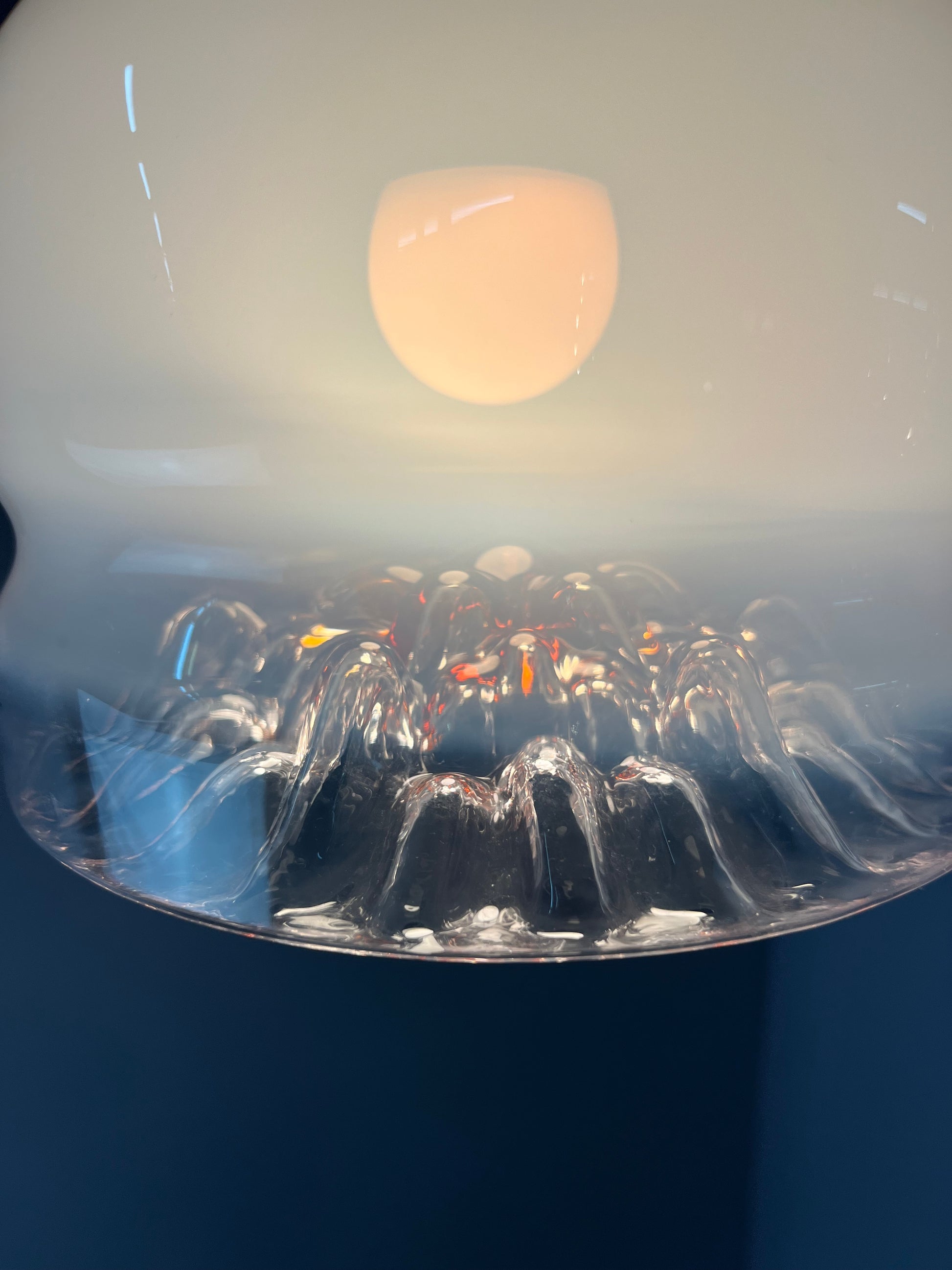 Hängelampe weiß gelb Muranoglas von Mazzega