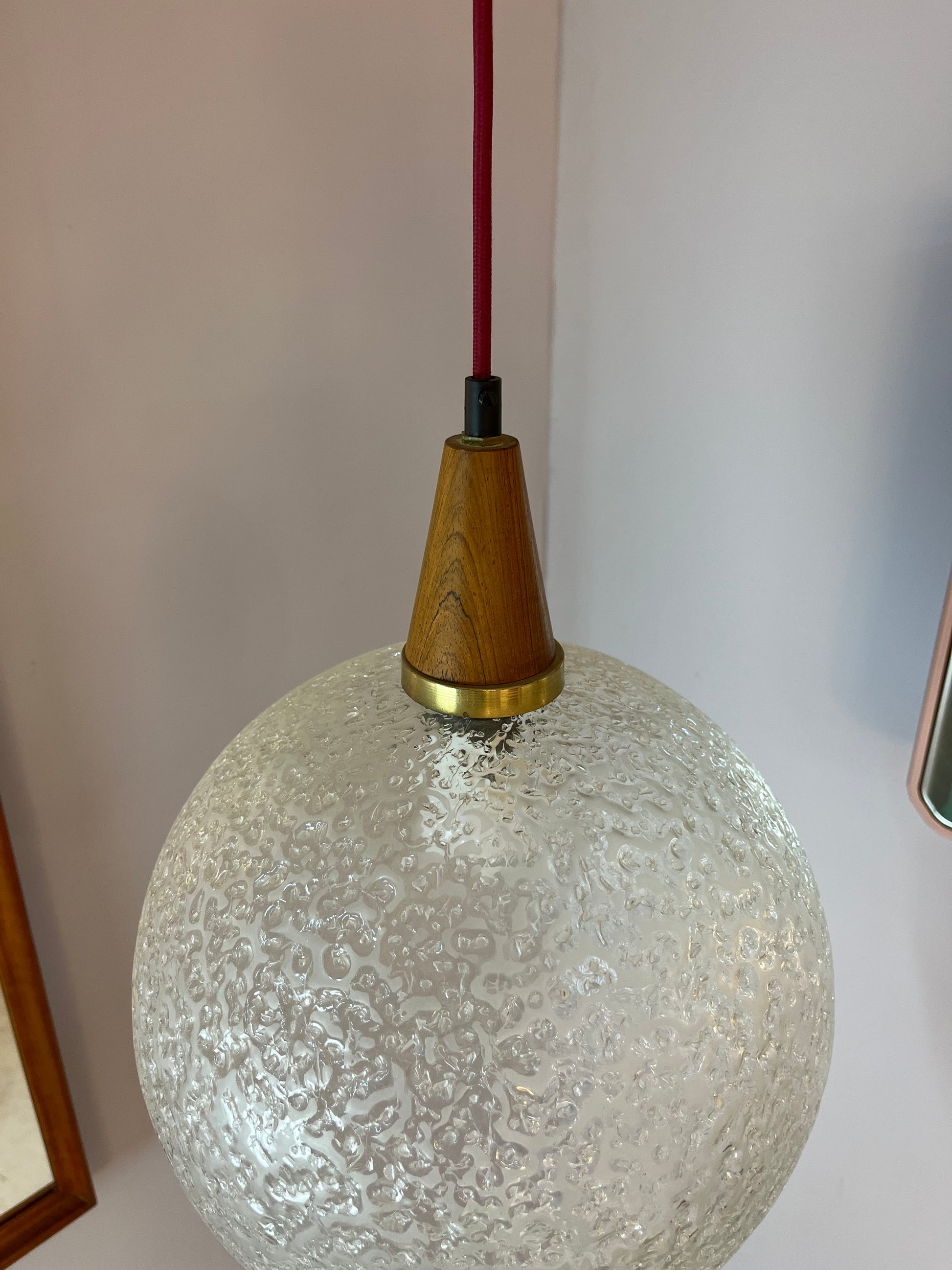 Kugellampe Glas Teak von Doria