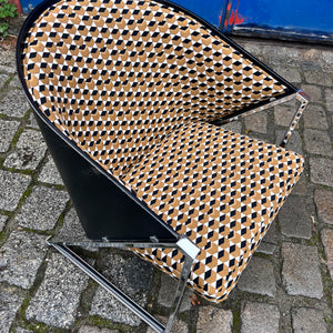 Sessel Mondi braun schwarz Chrom von Jouko Järvisalo für Inno Interior Oy - neu gepolstert