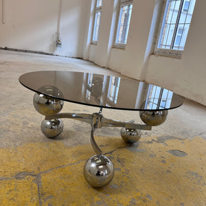 Couchtisch „Atomic“ Glas & Chrom
