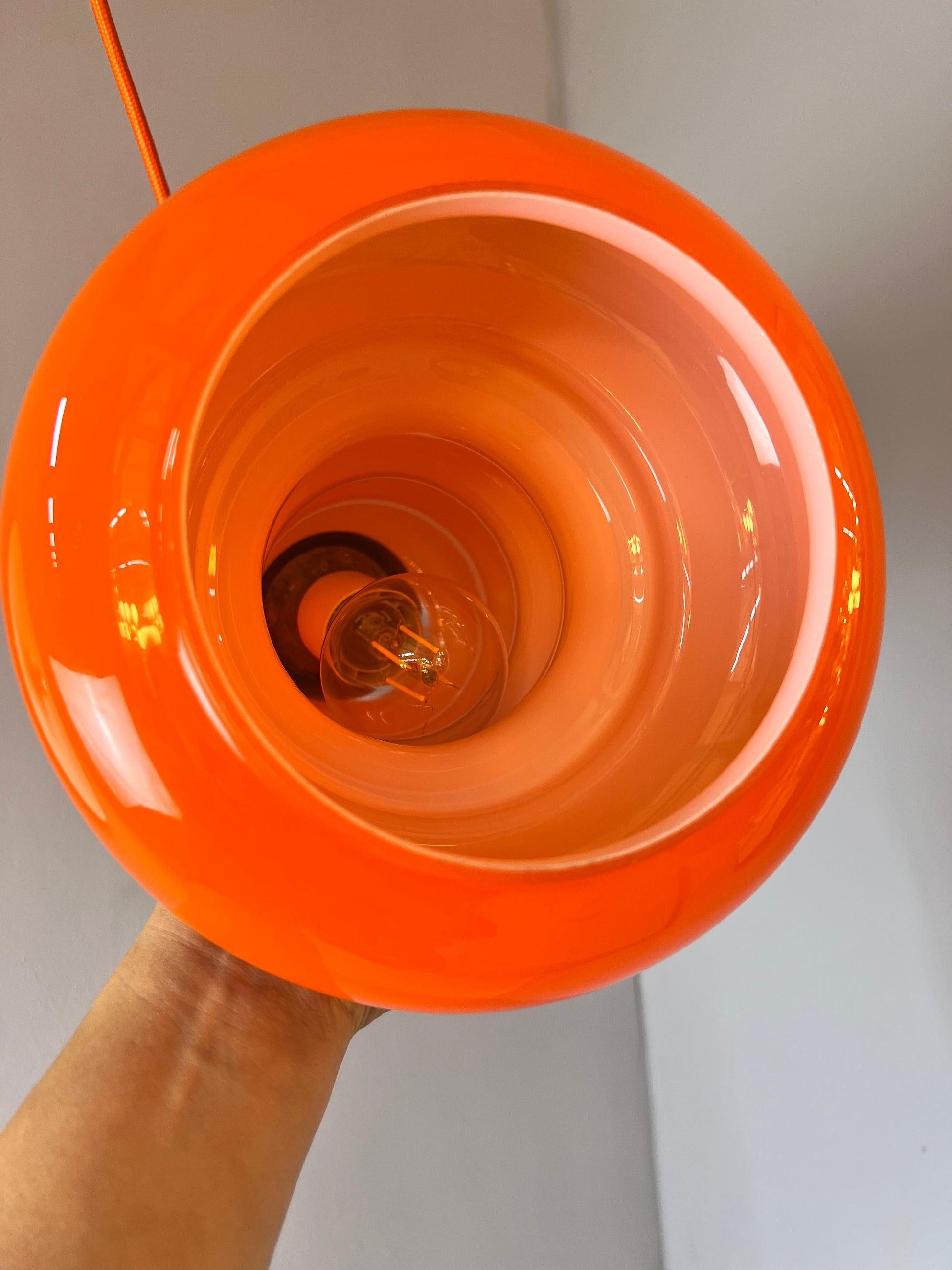 Hängelampe orange Glas