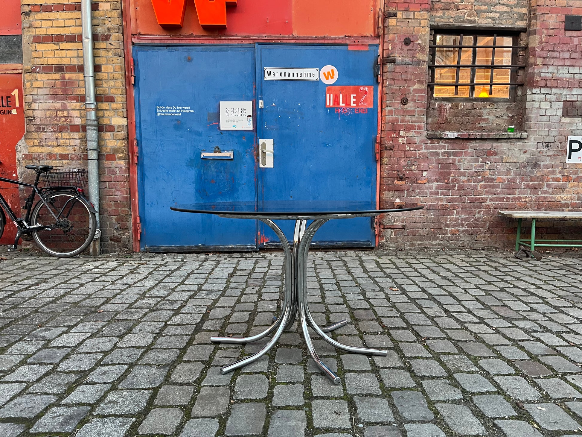 Runder Esstisch Rauchglas & Chrom von Gastone Rinaldi