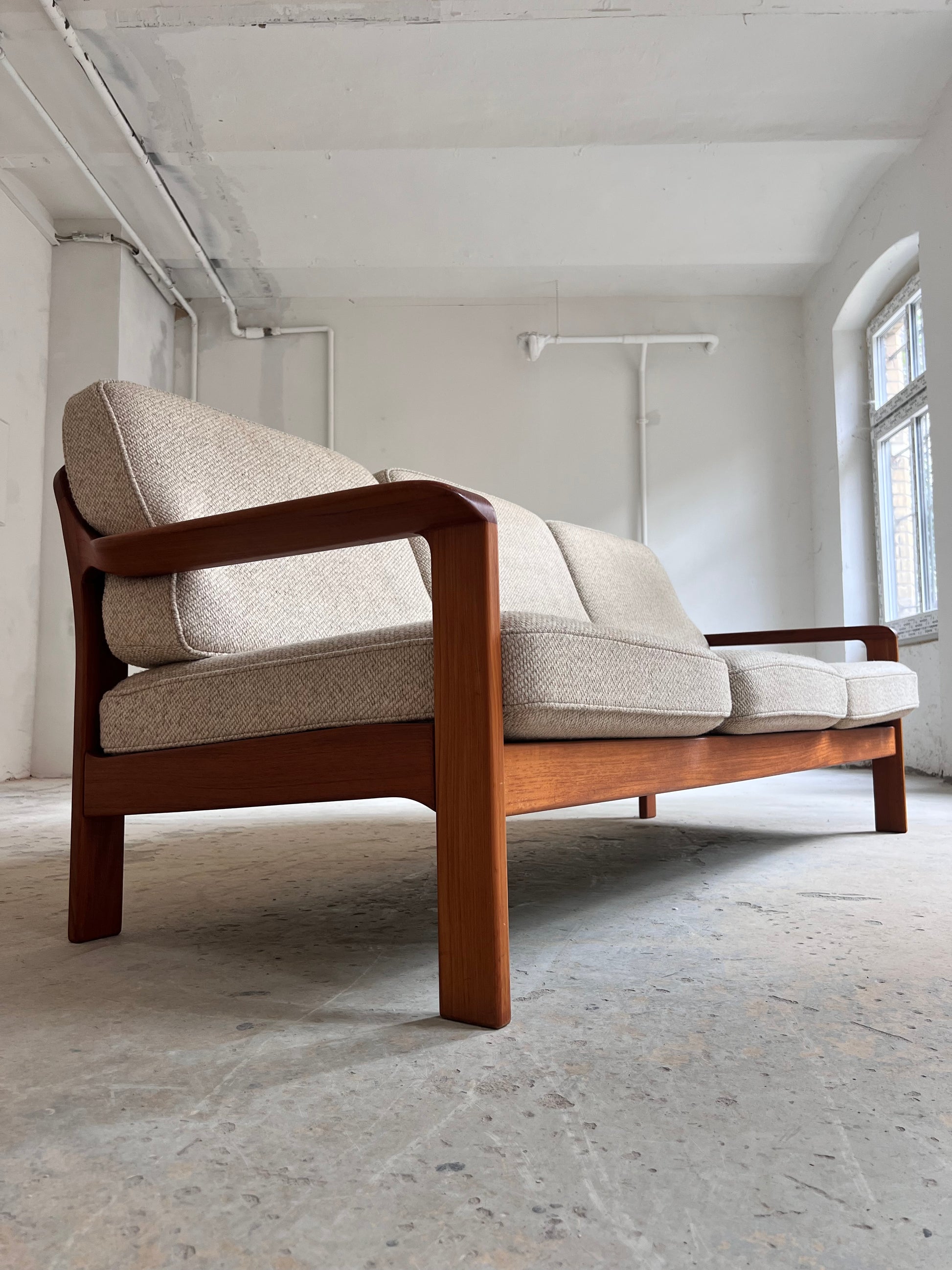 3-Sitzer Sofa Teak & Wolle aus Dänemark