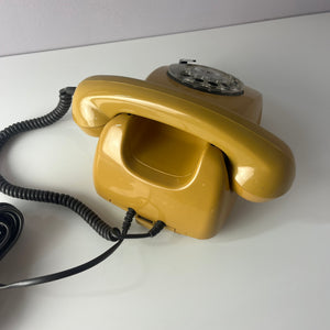 Telefon FeTap 611-2a gelb mit Wählscheibe und Kabel