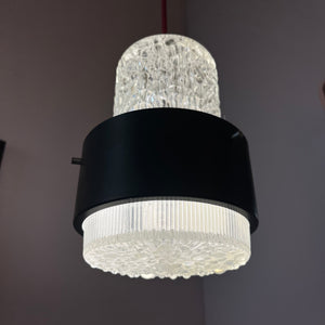 Hängelampe schwarz Eisglas von Carl Fagerlund für Orrefors