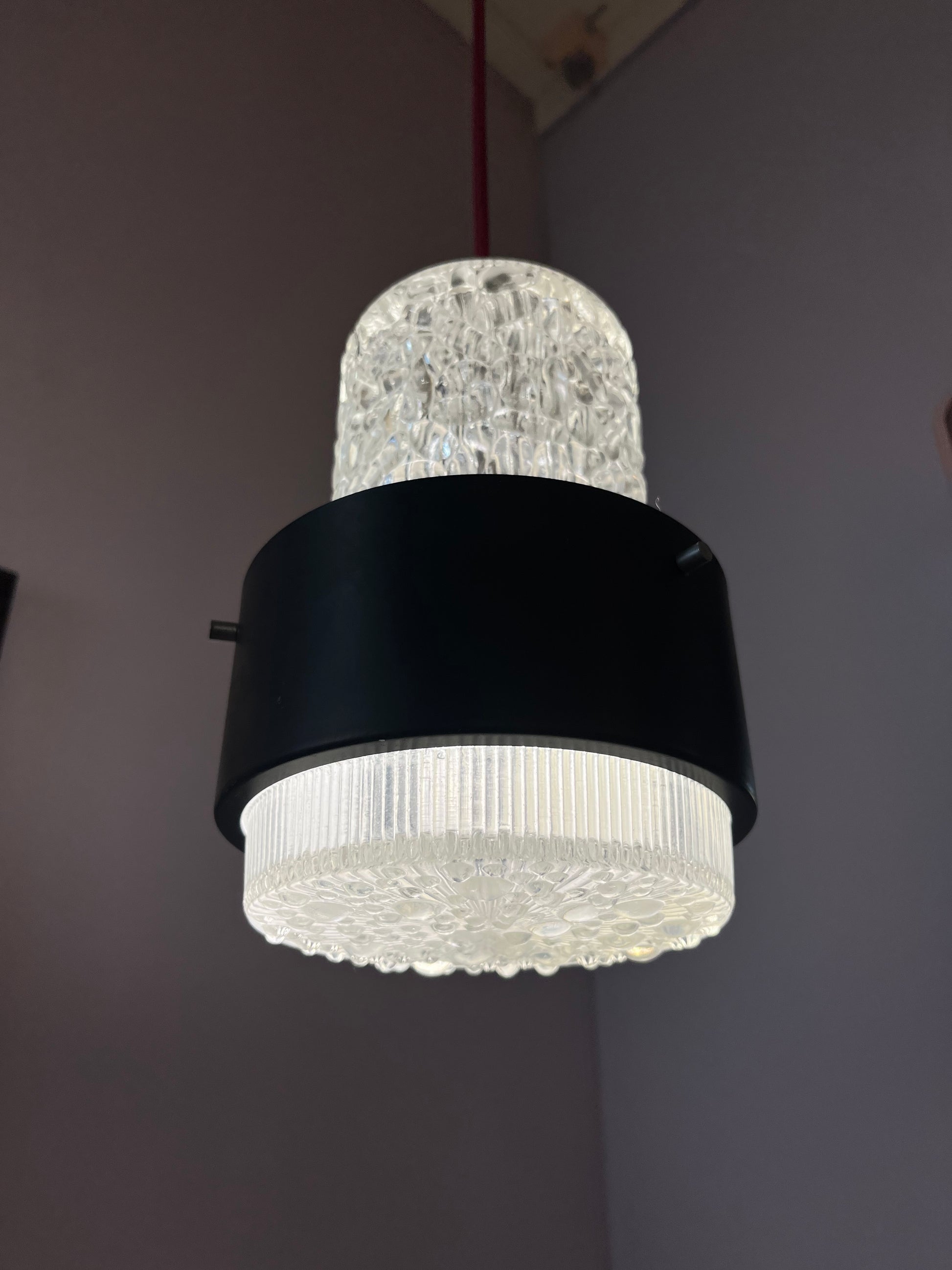 Hängelampe schwarz Eisglas von Carl Fagerlund für Orrefors