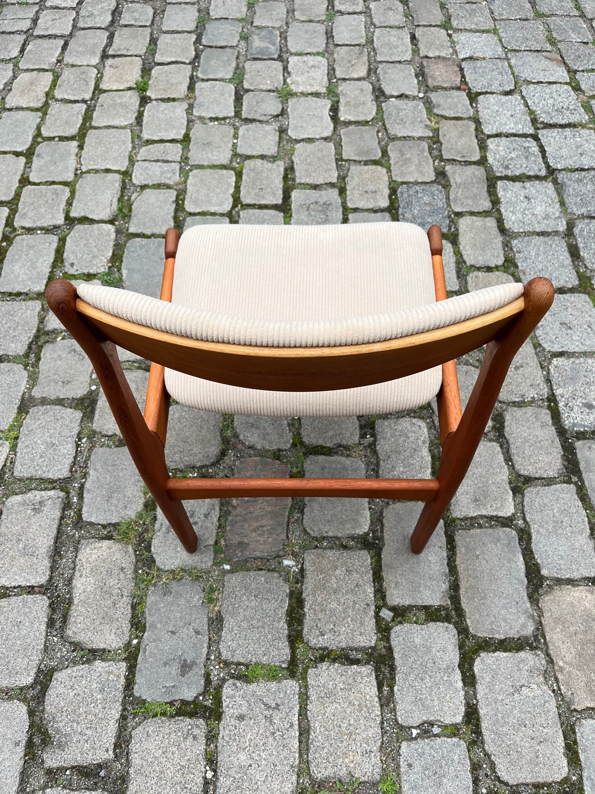 Set: 6x Polsterstuhl beige Teak Cord von Erik Buch