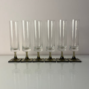 Set: 6x Sektkelch Modell Berlin mit Rauchfuß von Georg Jensen für Rosenthal