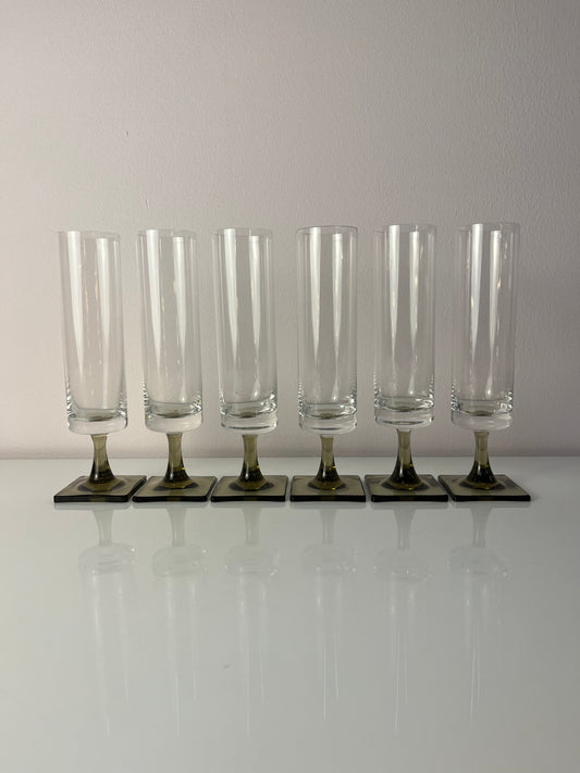 Set: 6x Sektkelch Modell Berlin mit Rauchfuß von Georg Jensen für Rosenthal