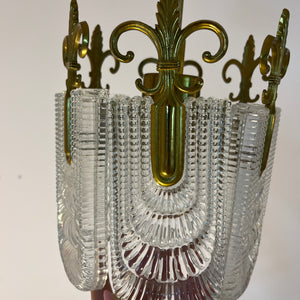 Kleiner Lilien Kronleuchter Glas Messing aus Deutschland
