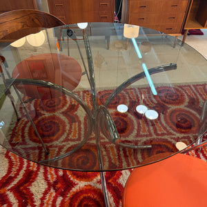 Runder Esstisch Chrom & Rauchglas