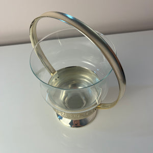 Henkelschale versilbert mit Glaseinsatz