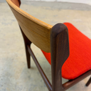 Polsterstuhl Teak orange neu gepolstert von Erik Buch