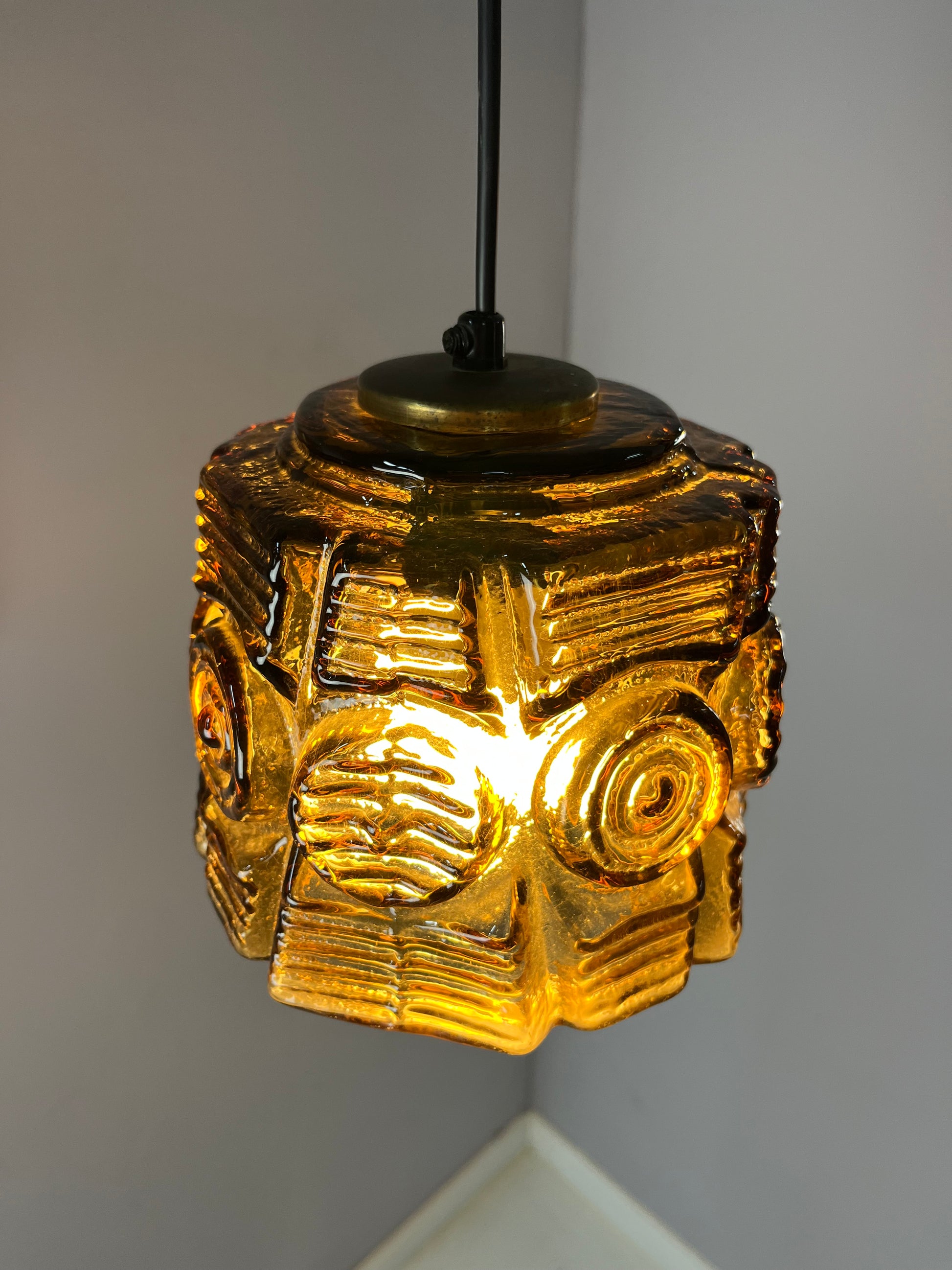 Hängelampe braun Glas Messing von Vitrika