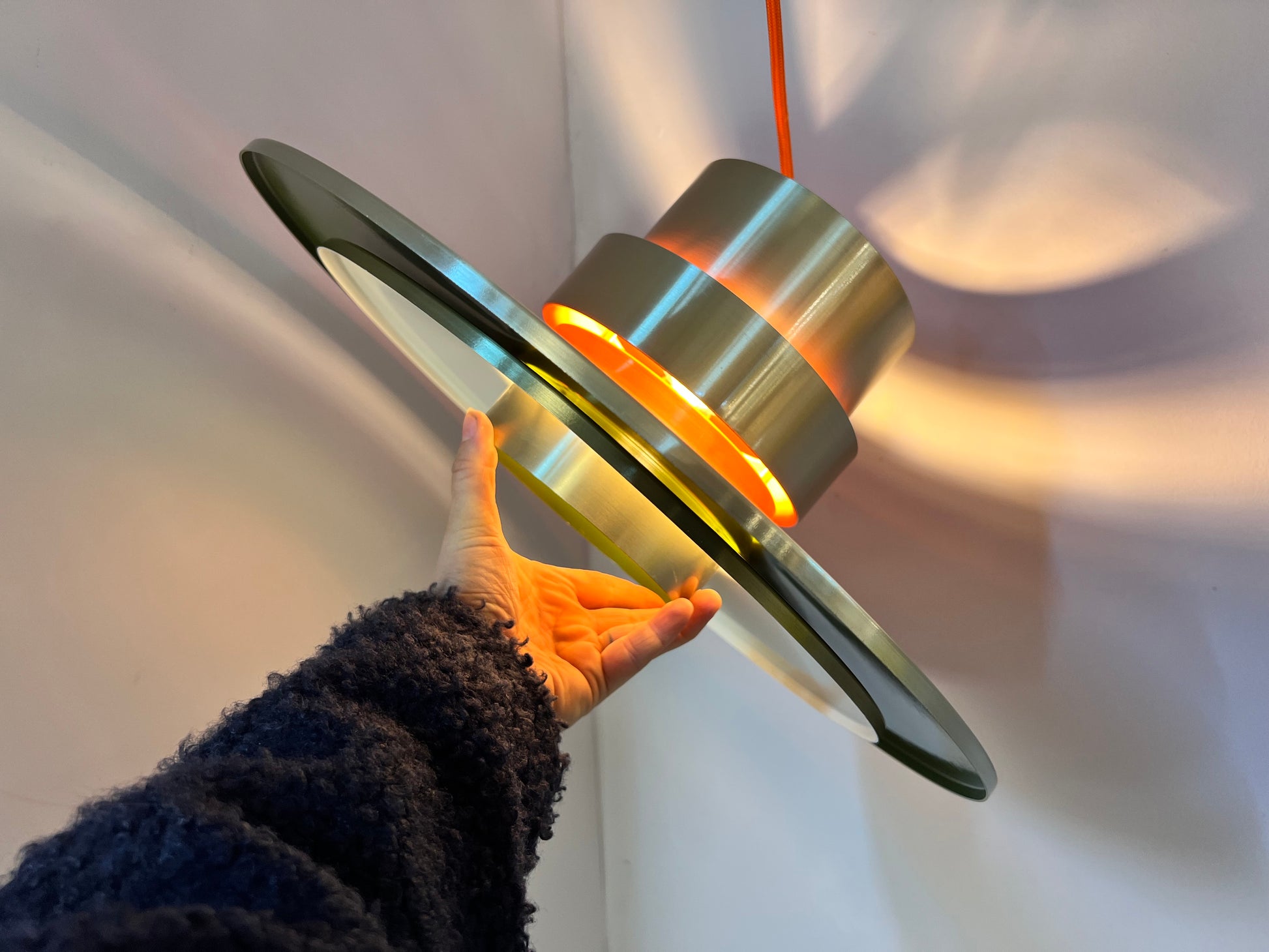 Lamellenlampe Trava grün orange von Carl Thore für Granhaga