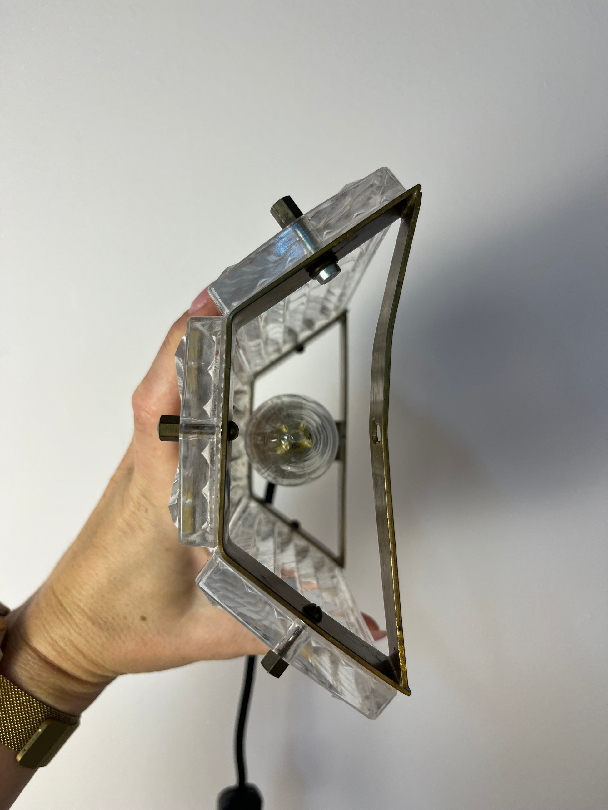 Wandlampe Messing & Glas von Wiktor Berndt für Flygsfors