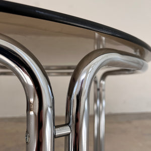 Runder Esstisch Chrom & getöntes Glas