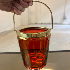 Set: Eiseimer & Cocktailshaker rot Glas Messing von Füger-Glas