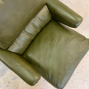 Swing Chair grün Echtleder Chrom von Reinhold Adolf & Hans Jürgen Schröpfer für COR