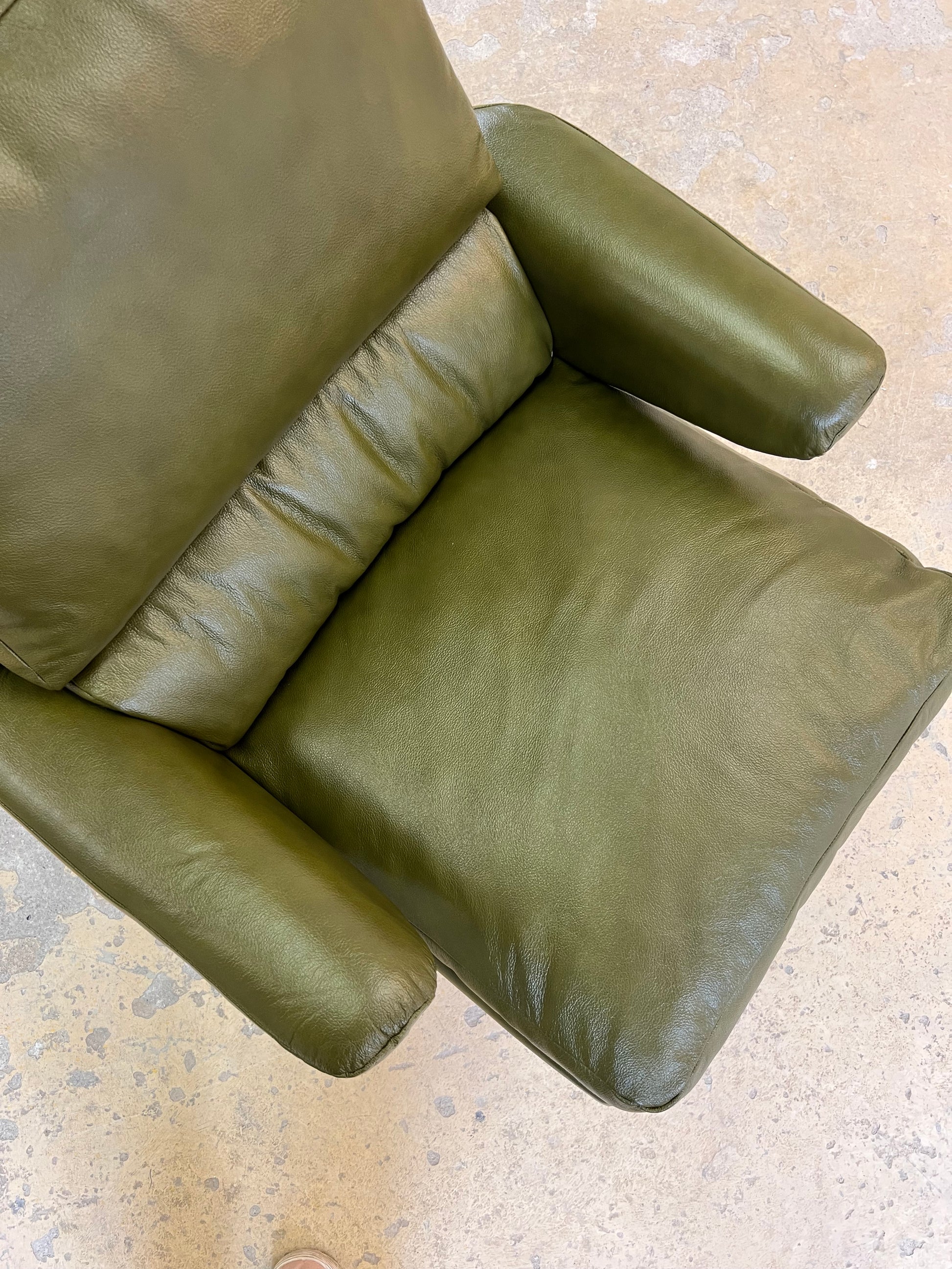 Swing Chair grün Echtleder Chrom von Reinhold Adolf & Hans Jürgen Schröpfer für COR