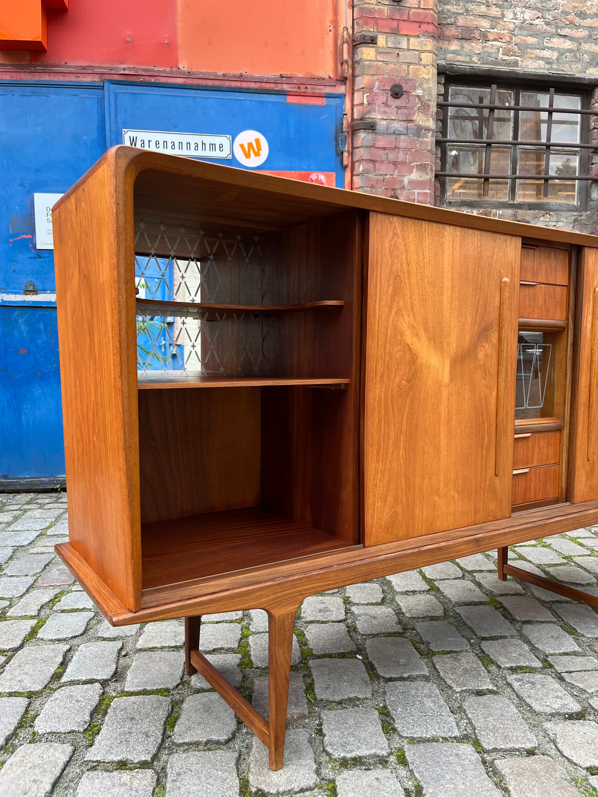 Highboard mit Vitrine Teak aus Dänemark
