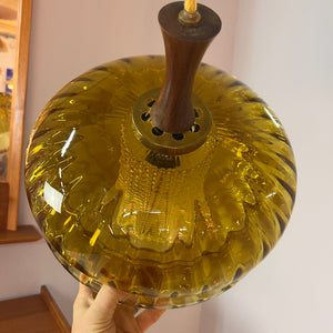Hängelampe Glas und Teak aus Dänemark