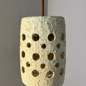 Hängelampe beige Keramik mit Glaseinsatz