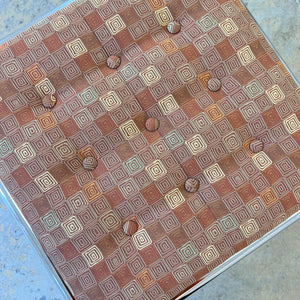 Hocker Chrom mit orange braunem Polster