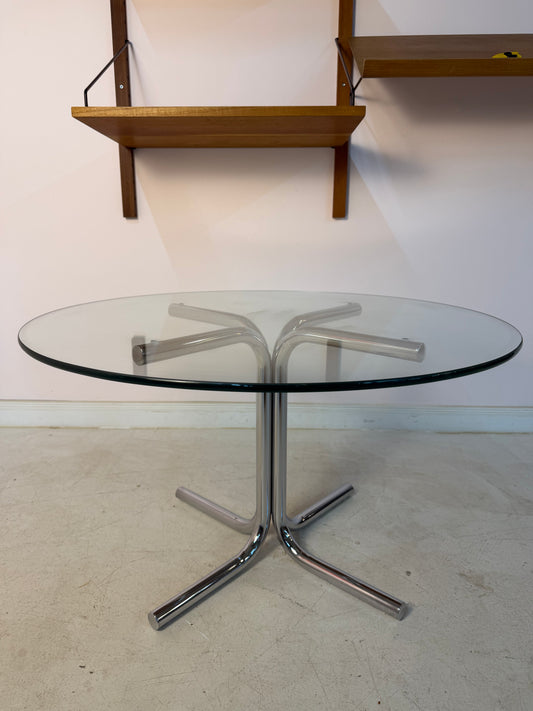 Runder Couchtisch Glas & Chrom