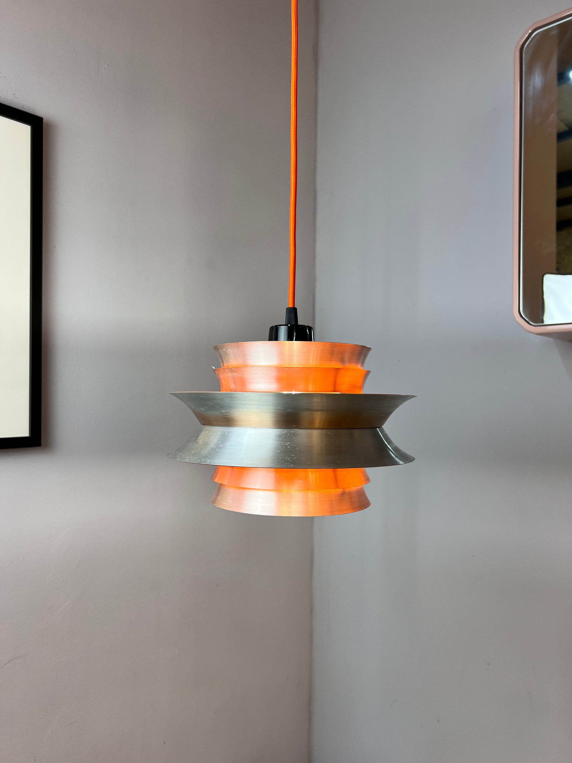 Lamellenlampe orange Chrom von Carl Thore