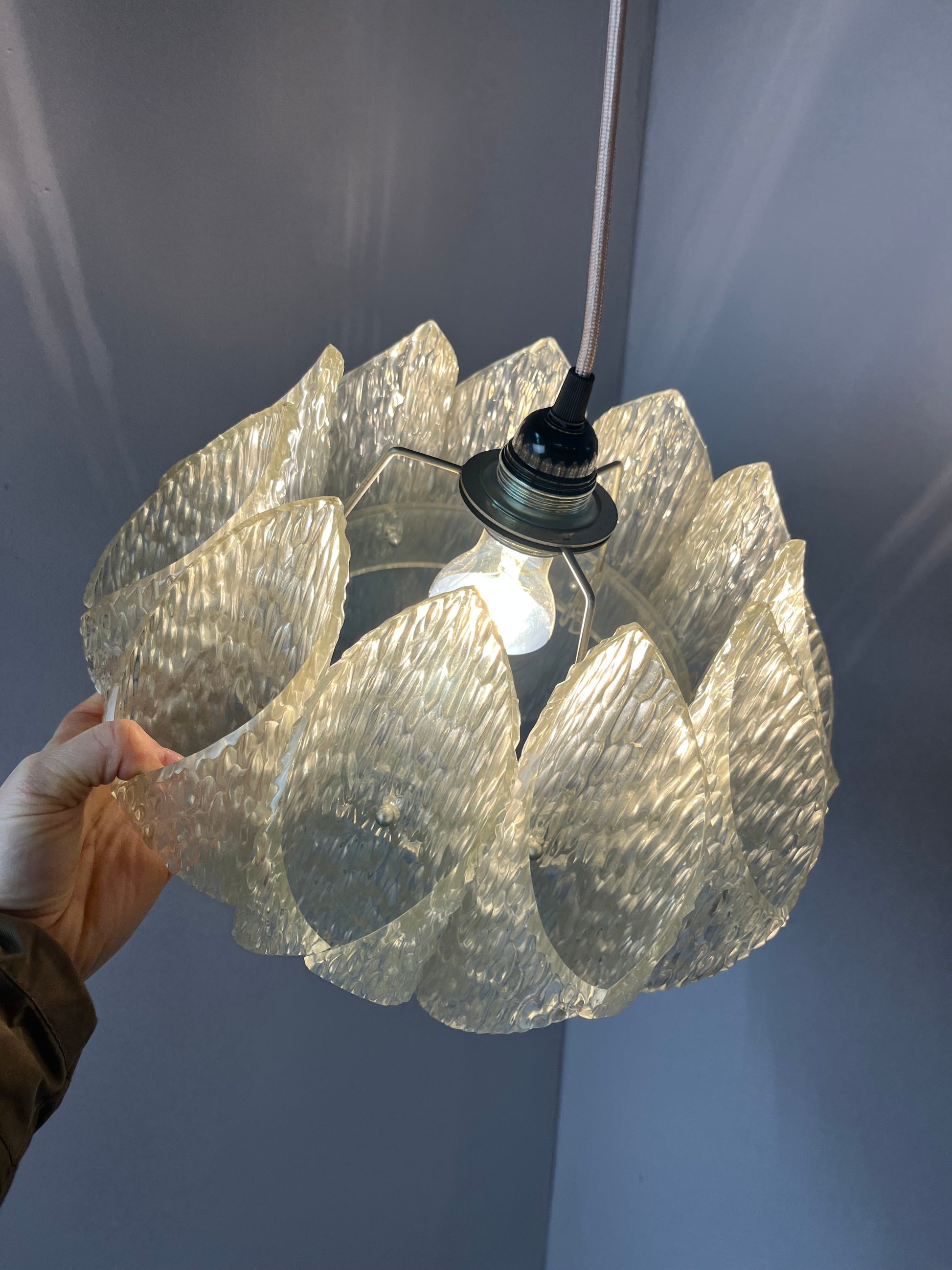 Hängelampe Lucite Eisglas von Marbach Leuchten