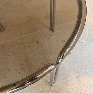 Runder Esstisch Chrom & getöntes Glas