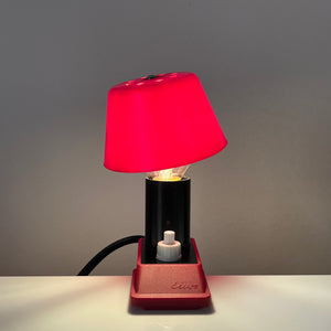Klemmlampe rot mit Kunststoffschirm & Schalter von Elios