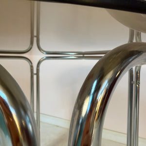 Esstisch Chrom und Rauchglas rund