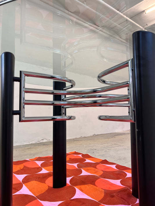 Runder Esstisch Glas & Chrom aus Italien